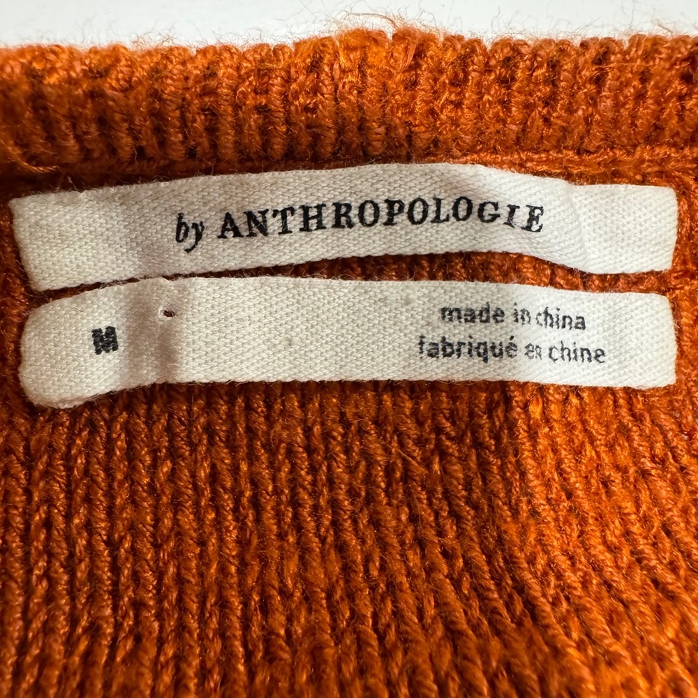 Anthropologie Burnt Orange Crew Neck Sweater -Handcrafted look!-Size Medium‎ - Picture 5 of 7
